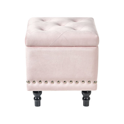 Arwyn 37 cm W Velvet Tufted Square Ottoman with Storage