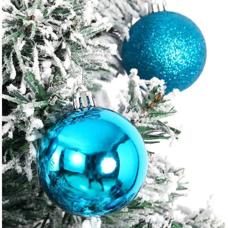 24 Pack Christmas Baubles Shatterproof Tree Decorations for Seasonal Decorating, 3cm H x 3cm W x 3cm D, Teal Blue