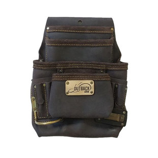 10 Pocket Nail & Tool Fastener Pouch Oil Tanned Leather