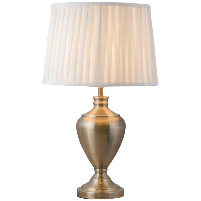 Haylee Metal Lamp, Antique Brass, Ivory