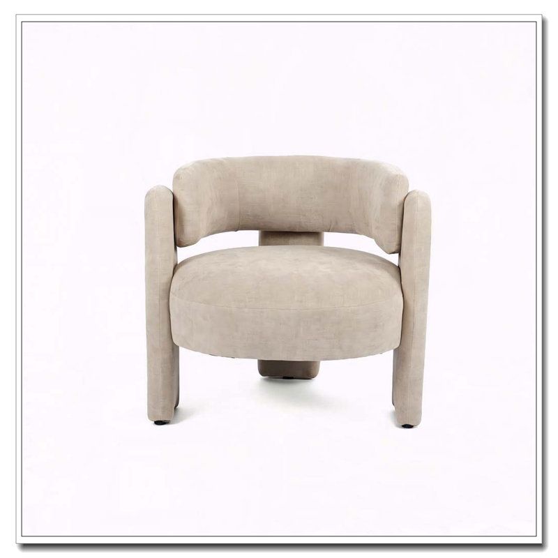Fauteuil demi-tonneau sculptural avec tissu texturé Sculptural, Tissu gris