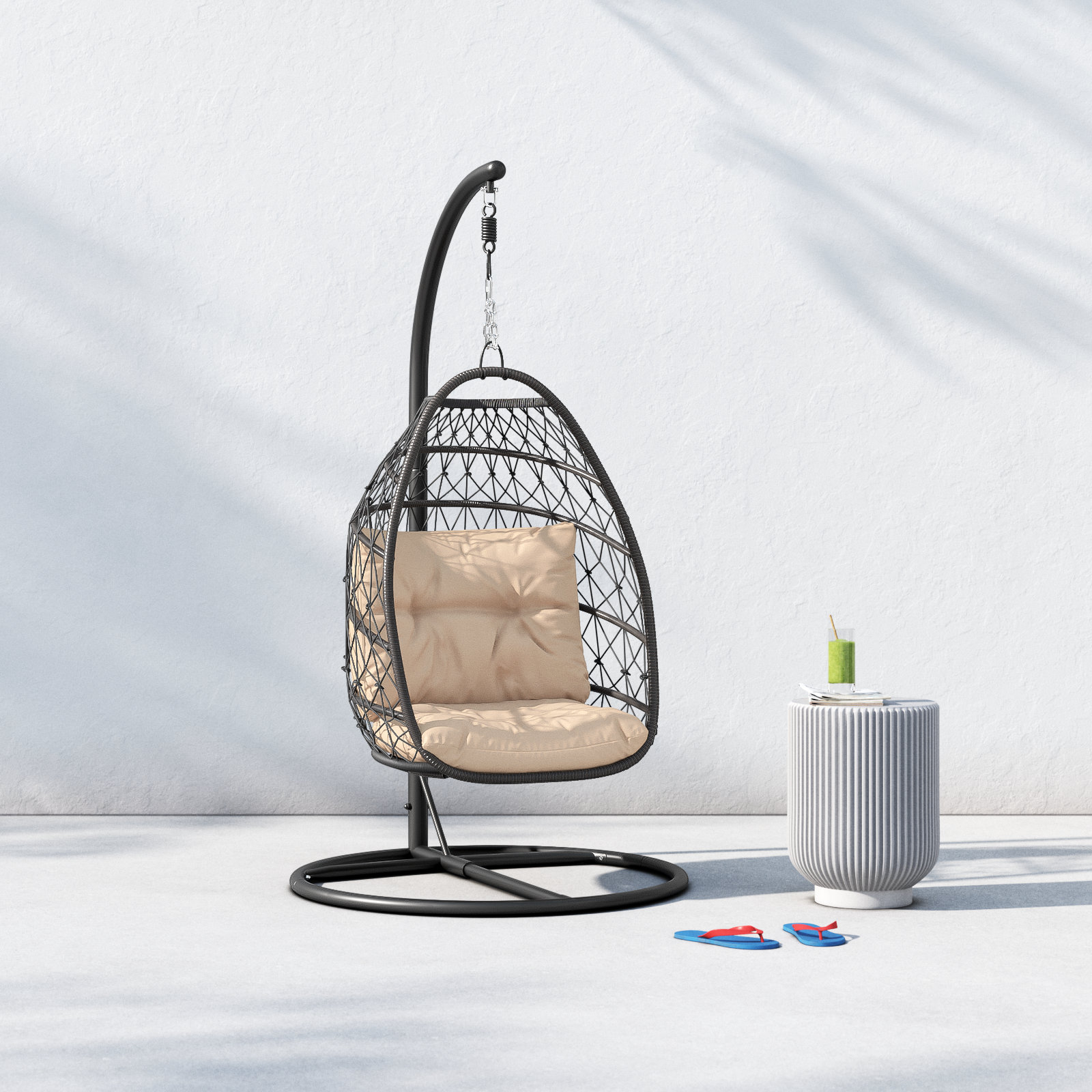 Barham Swing Chair with Stand, Black