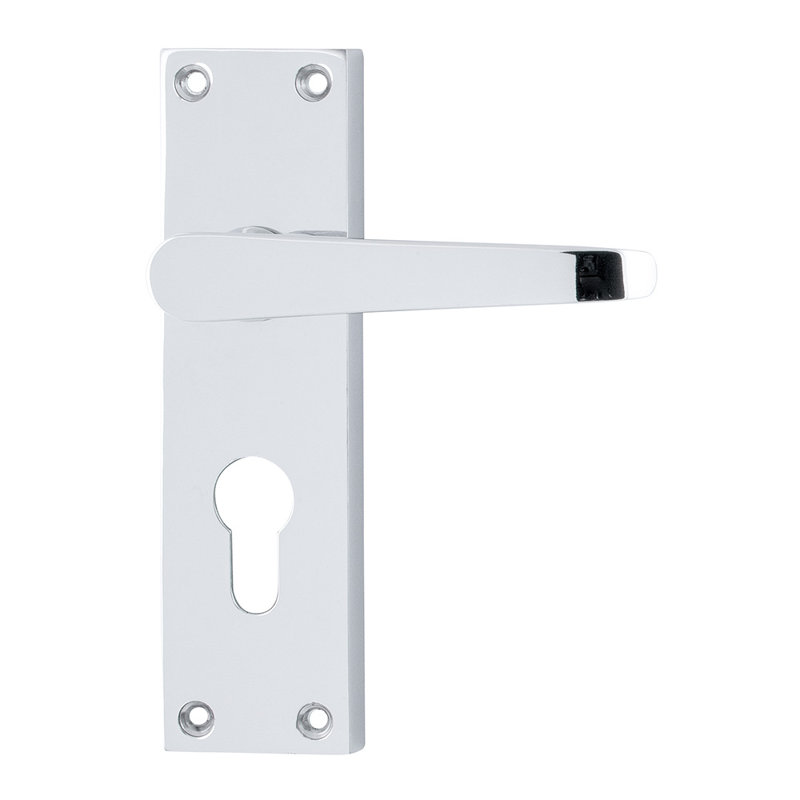 Victorian Straight Interior Mortise Door Handle, Polished Chrome