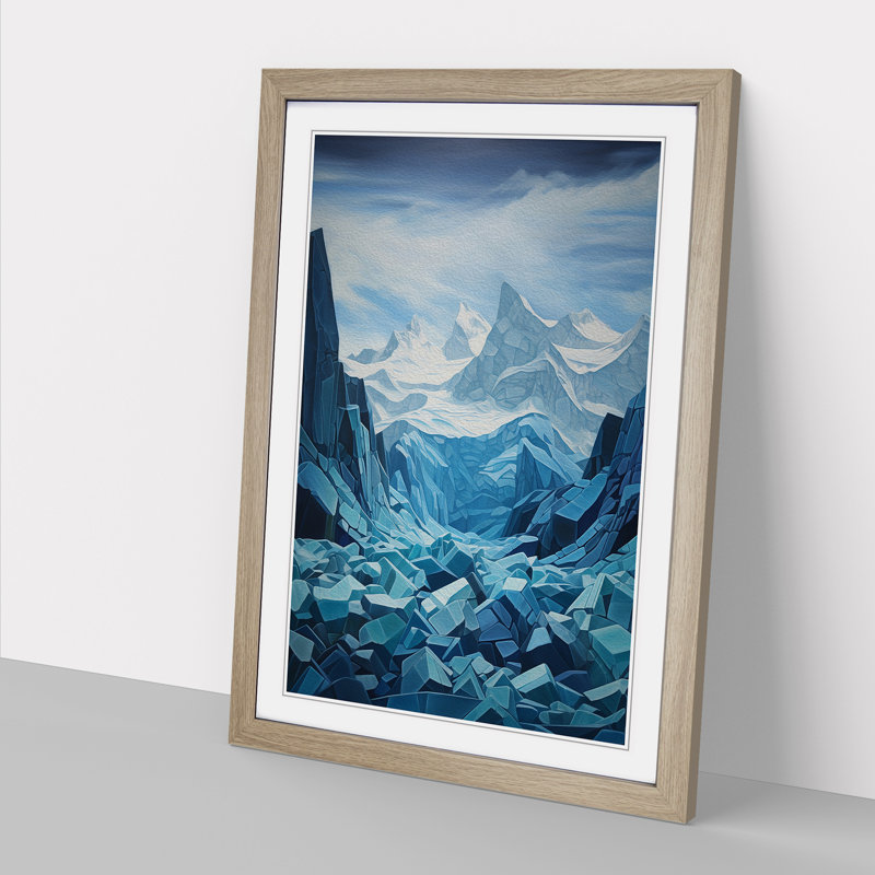 Glacier Hard Edge Painting - Framed Print, Oak, 46cm H x 34cm W x 2cm D