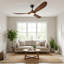 Ventilateur de plafond moderne avec lumière, ventilateur de plafond à 3 pales en bois de noyer massif, moteur réversible CC silencieux, application intelligente et télécommande-701836312
