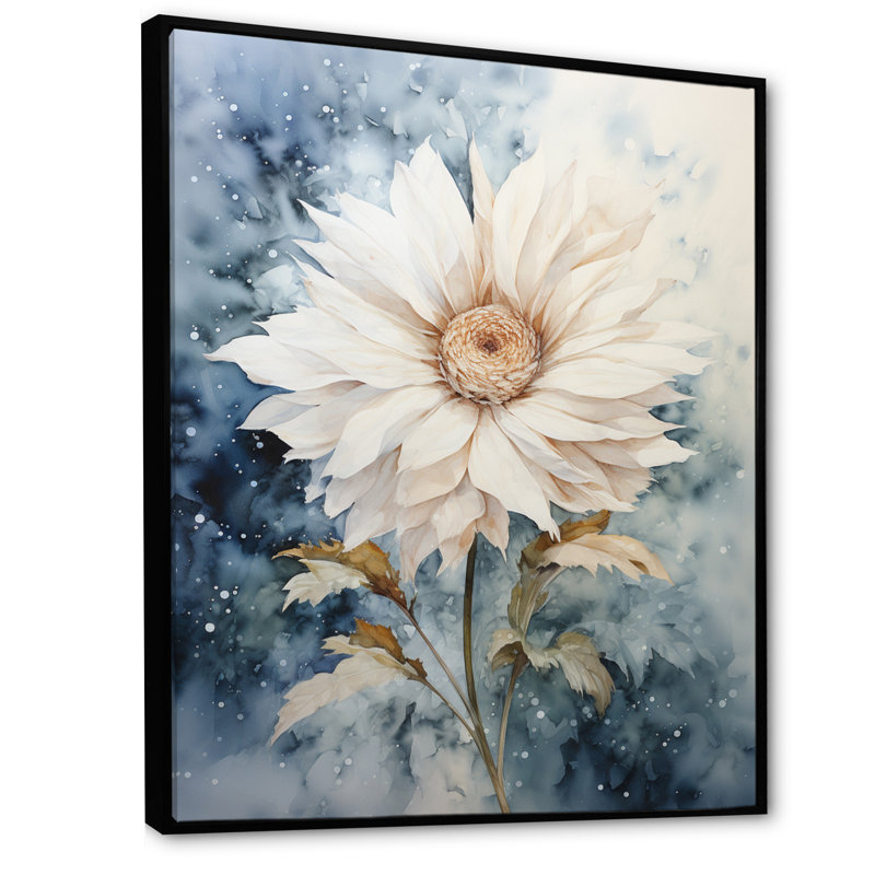 Pissenlit fantaisiste Eugenios Dandelion - impression, H 32 po x l 16 po x P 1 po, Cadre flottant noir
