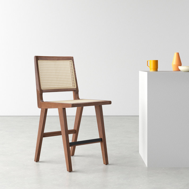 Atticus Cane Bar & Counter Stool, Walnut, Counter Stool (23.2" Seat Height)