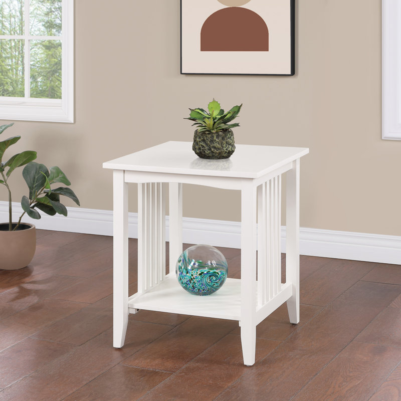 Wenger Solid Wood End Table, 24.25" H x 20.25" W x 20.25" D, White