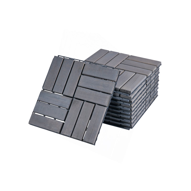 20 PCS Interlocking Deck Tiles Checker Pattern, Gray