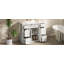 Meuble-lavabo blanc 48 po avec lavabo en céramique - 6 tiroirs (3 de chaque côté), tiroir central rabattable, portes doubles à fermeture en douceur, porte-serviettes latéral réversible, poignées argentées, panneau de fibres à densité moyenne-910616943