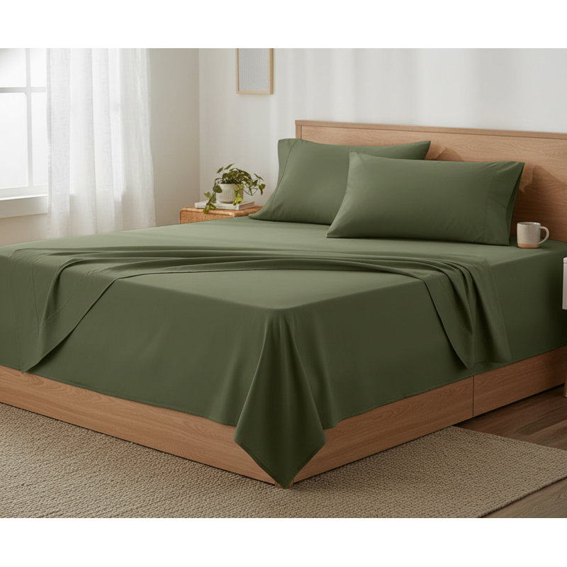 Ultra-Soft Microfibre Double Bed Sheet Set, Green