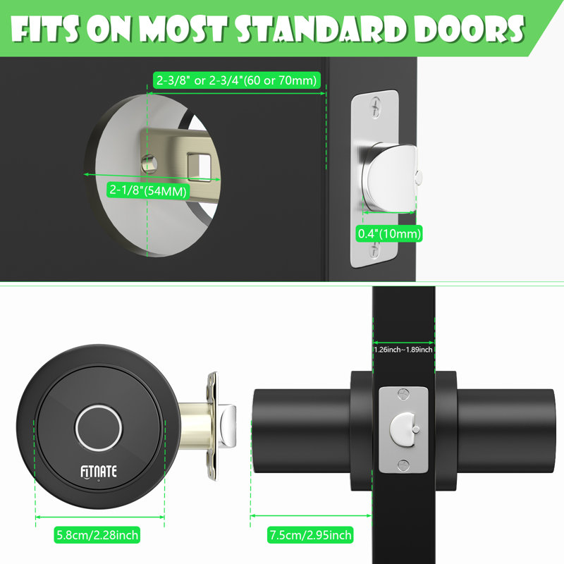 Smart Door Knob Biometric Door Lock with App Control, Black