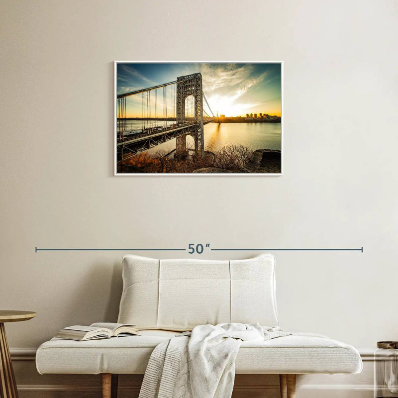 Pont George Washington NJ, Cadre flottant blanc, 31 po x 21 po