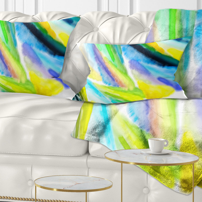 Vibrant Brushstrokes - Abstract Printed Throw Pillow, Green