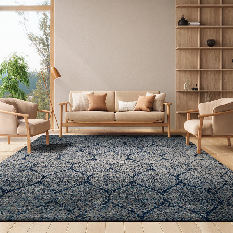 Tapis bleu marine / argenté Christa, null