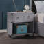 Sleek Nightstand In Grey For Bedroom With Double Pull- Open Space And 1 Drawer Use