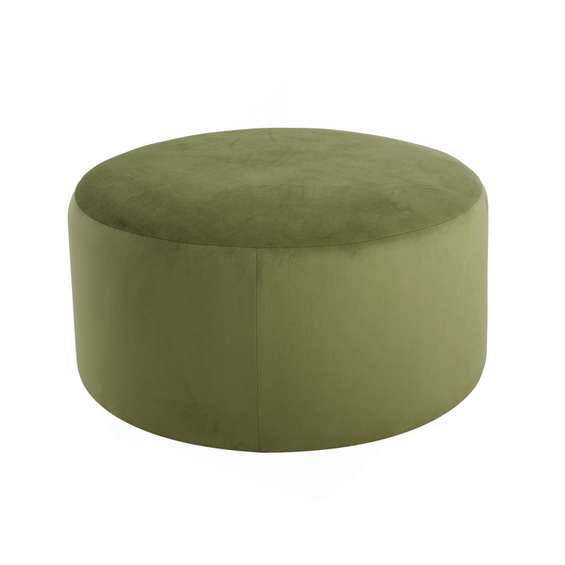 Modern Comfortable Round Ottoman（ONLY ONE OTTOMAN), Olive Green