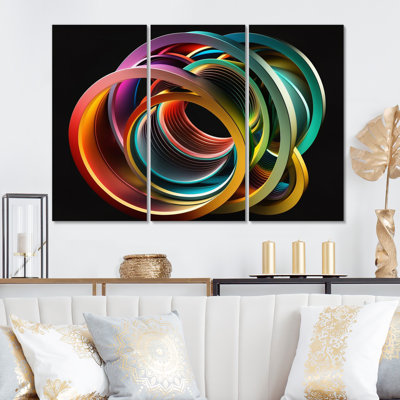 Ensemble de salon Neon Rainbow 3D Spiral II - Abstract Spirals