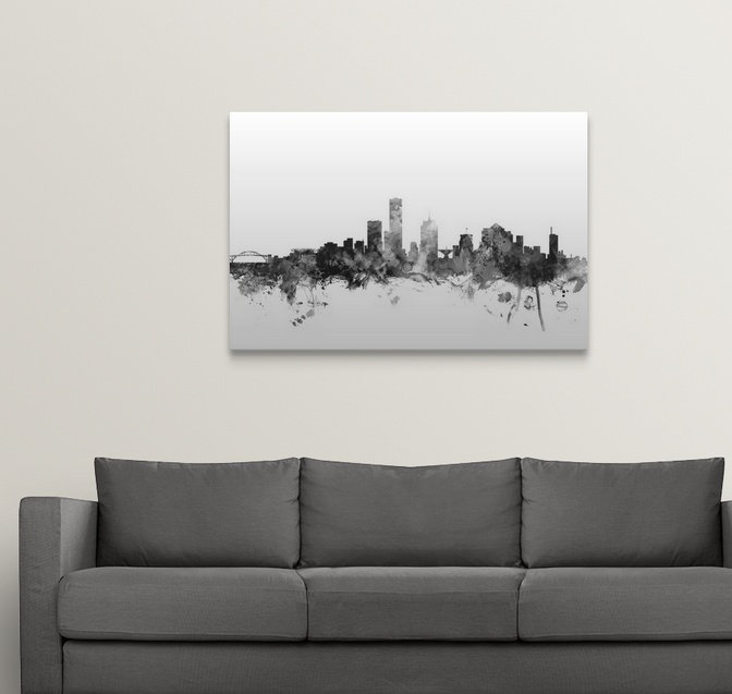 «Milwaukee Wisconsin Skyline» par Francy, impression, H 24 po x l 36 po x P 1,5 po, Toile