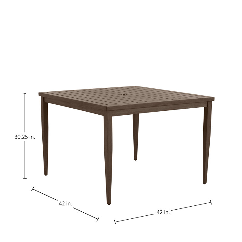 Brookings Wrought Aluminum Dining Table, Oak