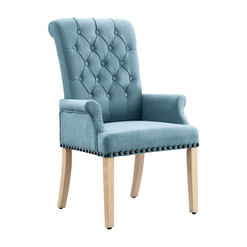 Amdad 41'' H Tufted Upholstered Parsons Chair, Blue, Natural