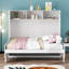 Lit escamotable double avec bureau, lit escamotable de style campagnard avec tablettes de rangement intégrées et espace de travail convertible