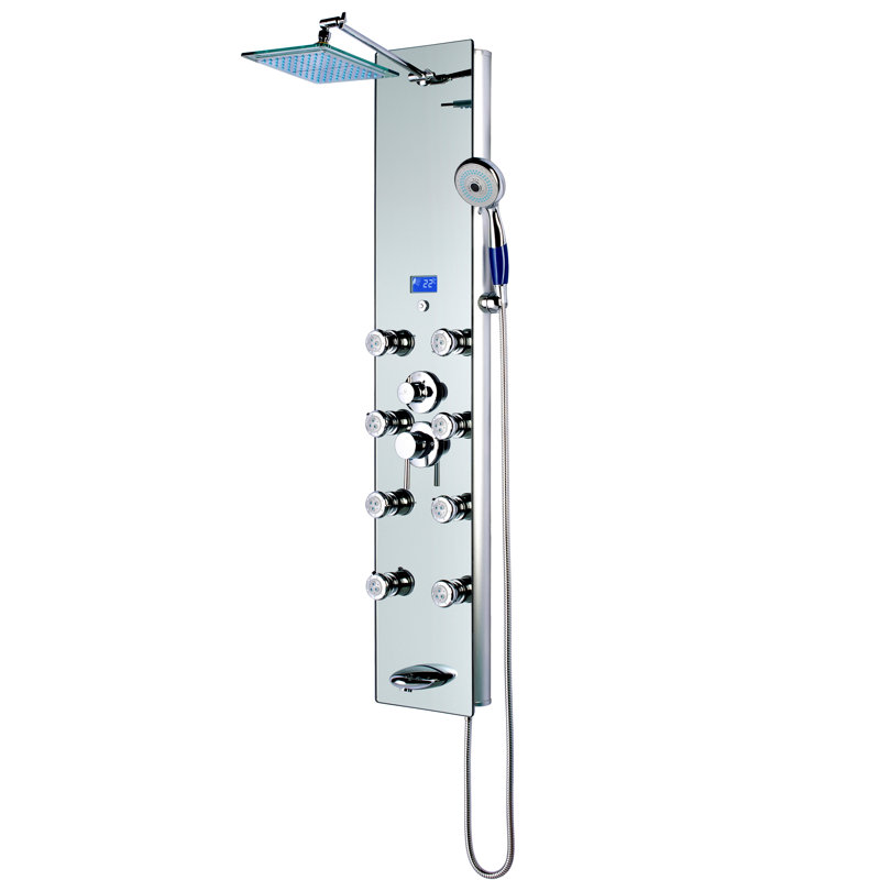 Panneau de douche en aluminium avec pomme de douche Blue Ocean, Transparent