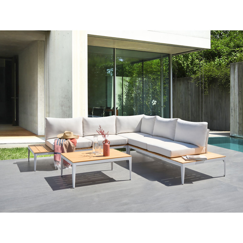 Garden Corner Sofa with Table 5 Seater POSITANO , White