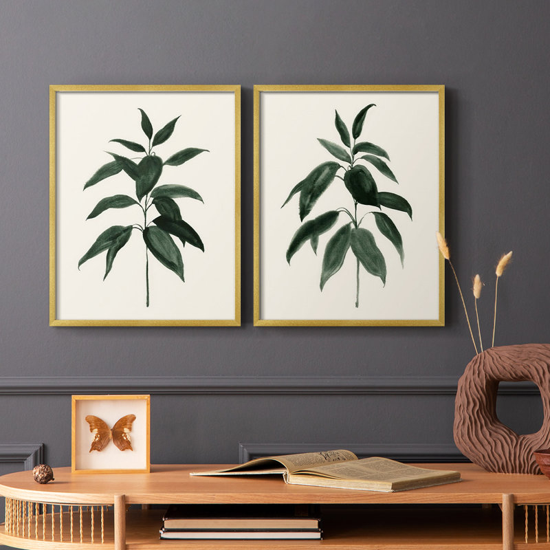 «Soft Greenery I», reproduction encadrée de qualité supérieure - prête à être accrochée - aucun clou requis - aucun clou requis