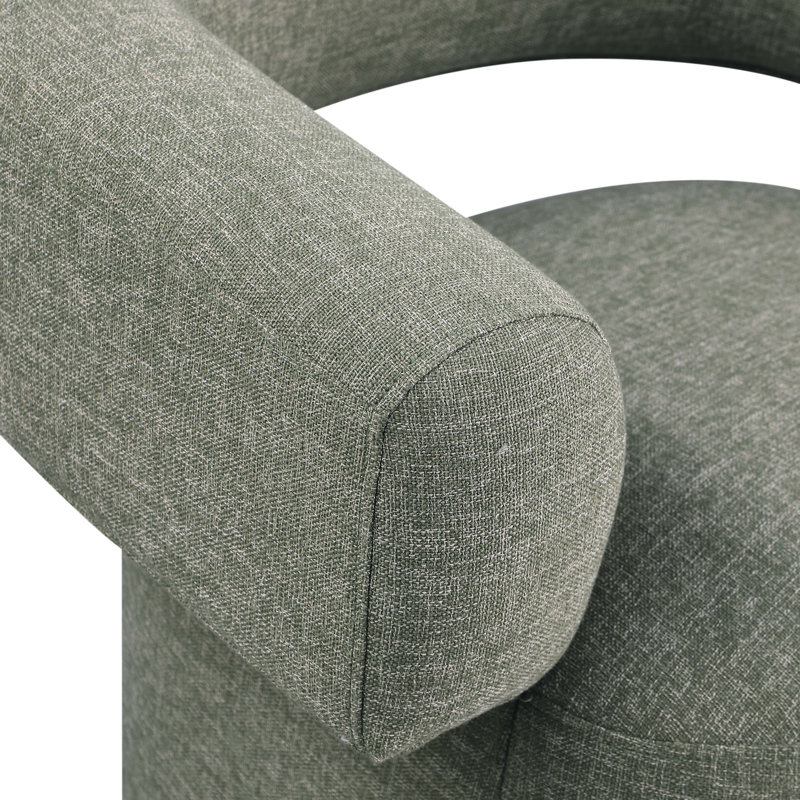 Hynek Upholstered Swivel Accent Chair, Green Linen Textured Fabric
