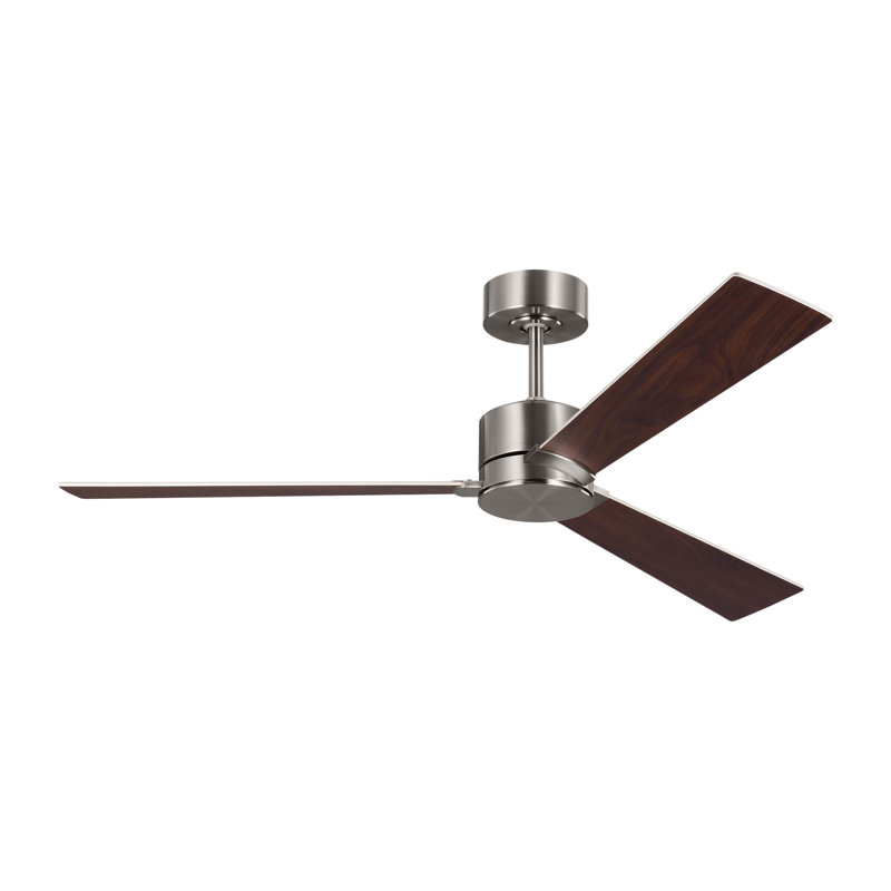 Rozzen Downrod Ceiling Fan, Silver/Walnut, 52", Brushed Steel