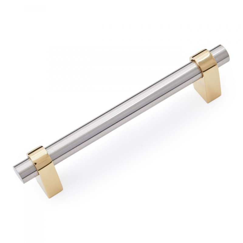 Two Tone 3.5" Center to Center Bar Pull CP Series, Satin Nickel/Brass