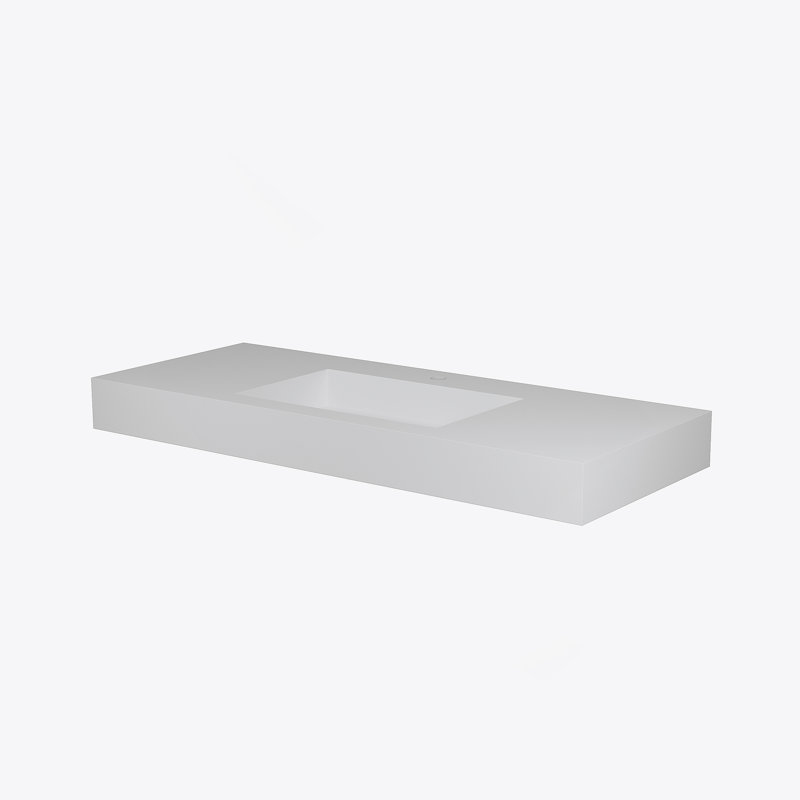 Lavabo de salle de bain à surface solide en pierre de pierre, Blanc mat