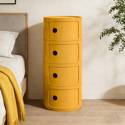 4 Tiers Round Storage Drawers  – Stackable Round Nightstand Drawers