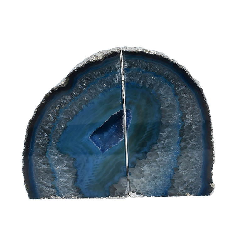 Serre-livres antidérapant Agate, Bleu / Argent, H 4,5 po x l 5,5 po x P 2 po