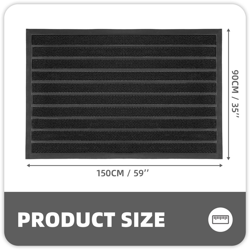 Gemmell Non-Slip Striped Doormat, Black, 35" W x 59" L