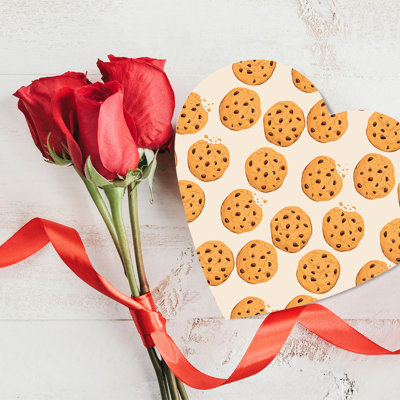 Koyal Wholesale Valentine's Day Heart Shaped Gift Box With Lid, Chocolate Chip Cookies, Reusable Heart Box, 8"X6", 1-Pack