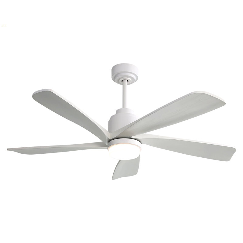 52 Inch Modern Ceiling Fan With Dimmable LED Light 5 Solid Wood Blades Remote Control Reversible DC Motor With Smart APP Control