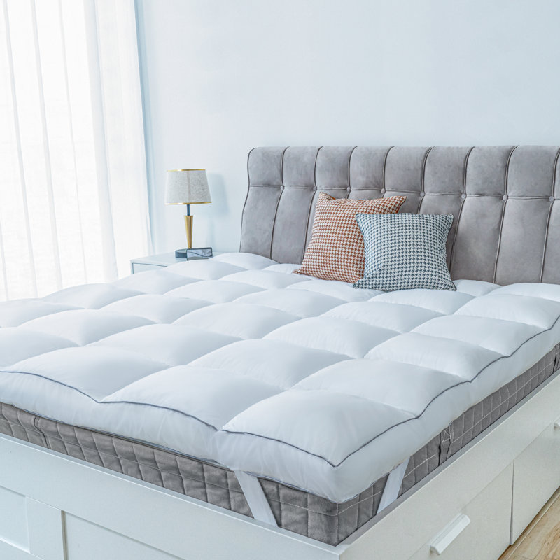 Lovette 4" Plush Down Alternative Mattress Topper, Pillow Top Mattress Pad with Elastic Straps, OEKO-TEX® Certified, Twin