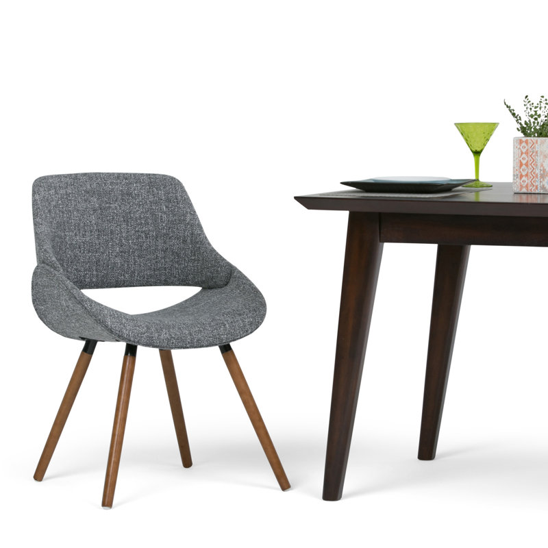 Mid-Century Modern Gray Linen Upholstered Parsons Side Chair