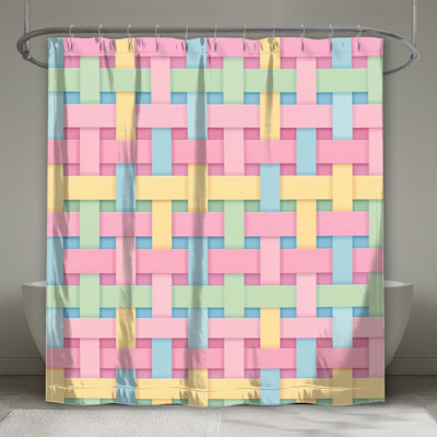 Woven Basket Pattern Shower Curtains Extra Long