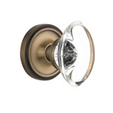 Crystal Oval Interior Mortise Door Knob with Classic Rosette