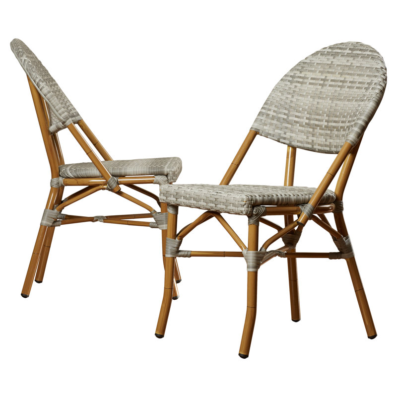Nergizli Wicker Premium All-Weather Wicker Outdoor Dining Side Chair, Gray
