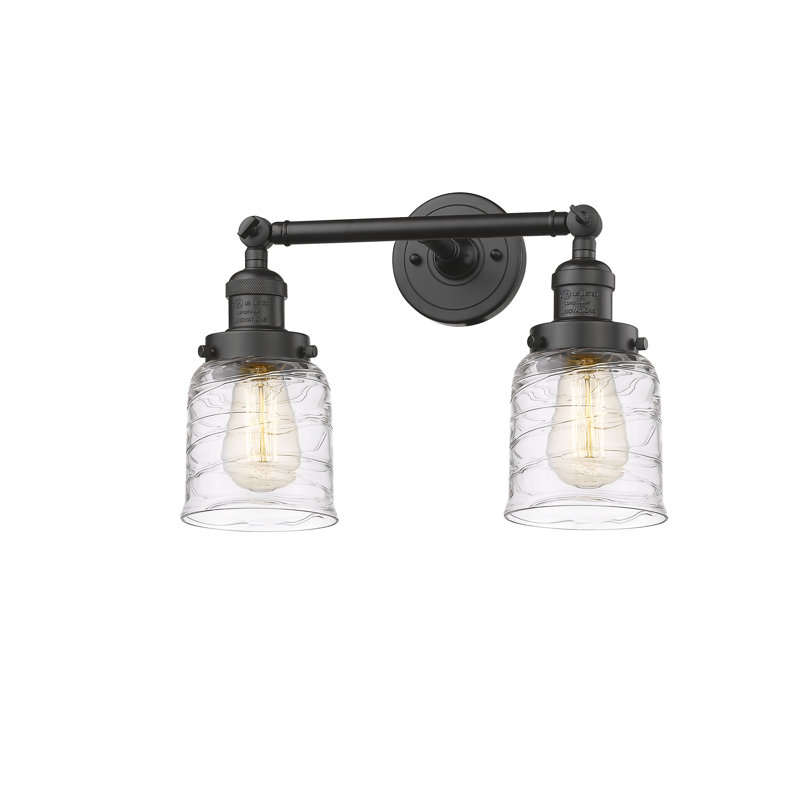 Éclairage pour salle de bain 2 lumières à intensité variable ClipperCove, Oil Rubbed Bronze, Clear Deco Swirl