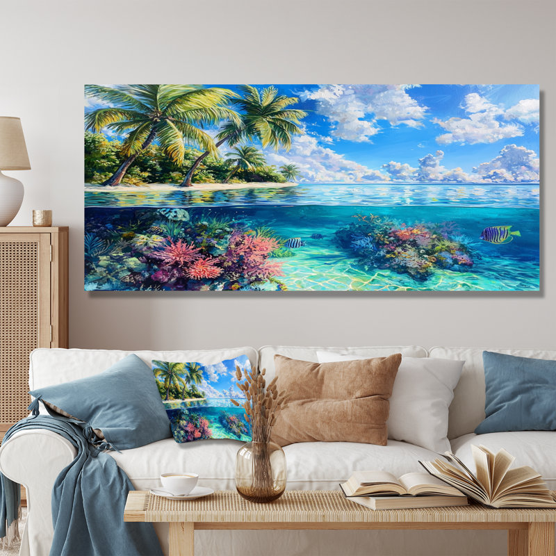 Biscayne Bay Paradise I - décoration murale plage en métal, impression métallique nautique, H 28 po x l 60 po