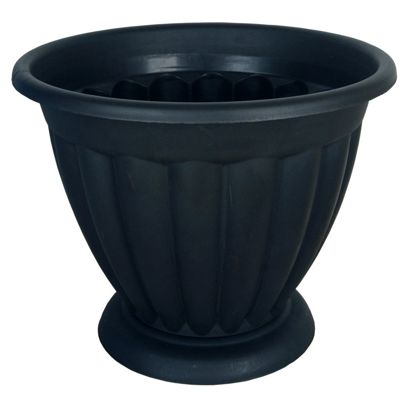 Pot à fleurs en plastique Amoncourt, Noir, H 12 po x l 16 po x P 16 po
