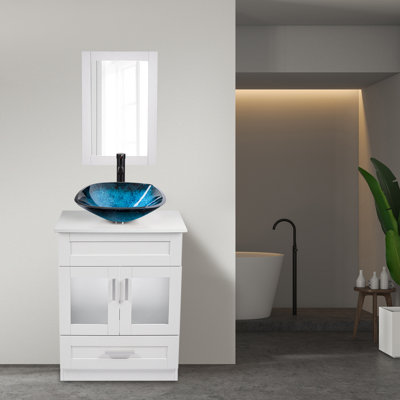 Ensemble de meuble-lavabo simple 24 po avec miroir Andoni