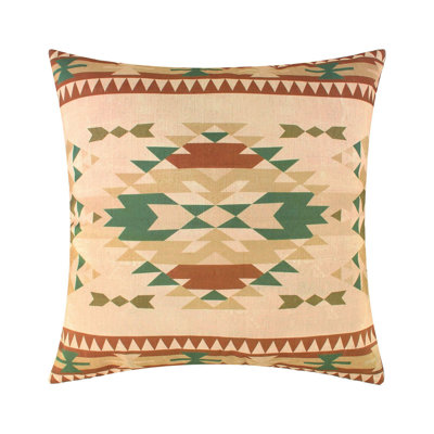 Benzara Throw Pillow - 18 Inch Geometric Southwest Pattern Brown and Multicolor Polyester Accent Pillow