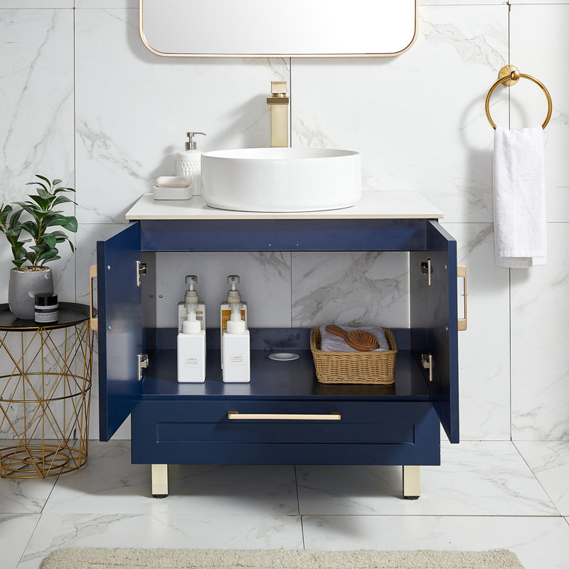 Meuble-lavabo simple 30 po avec comptoir en céramique Leonaldo