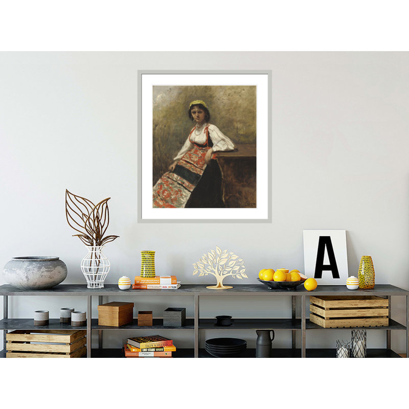 «Italian Girl» par Jean-Baptiste-Camille Corot, impression giclée sur cadre, H 38,22 po x l 33,5 po